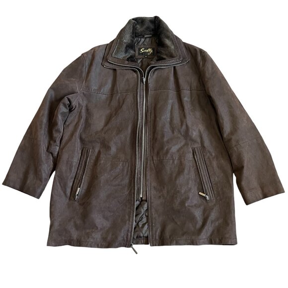Scully Men’s Brown Leather Suede Double Collar Jacket Sz XL Western Chore EUC - Picture 1 of 11